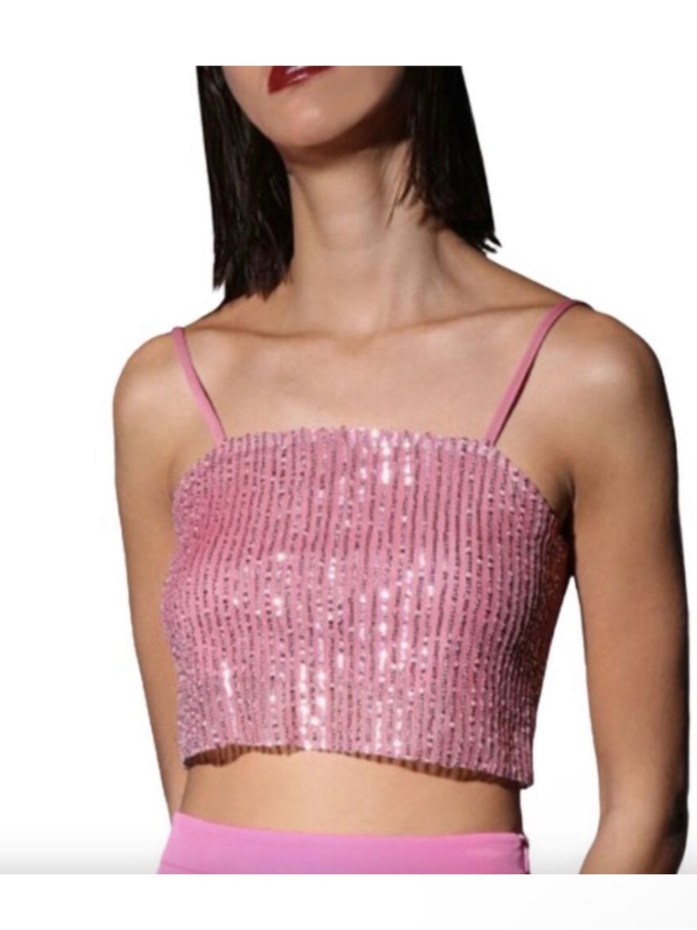 Walter Baker Pink Sequin Crop Cami